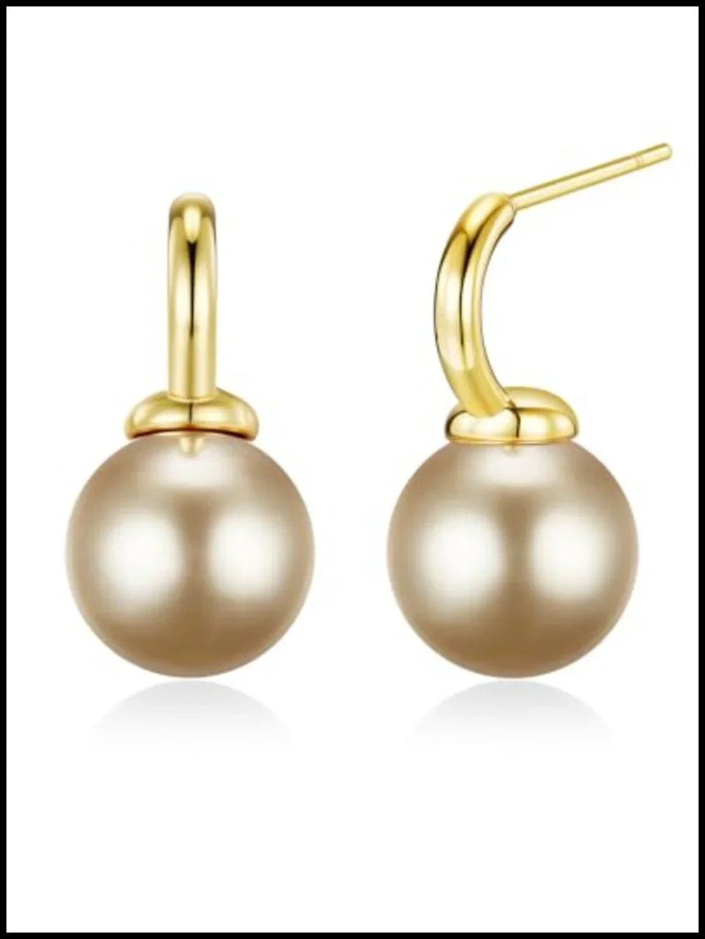 18K Gold Plated Pearl Hoop Earrings Dainty Drop Chrome Faux Pearl Jewelry